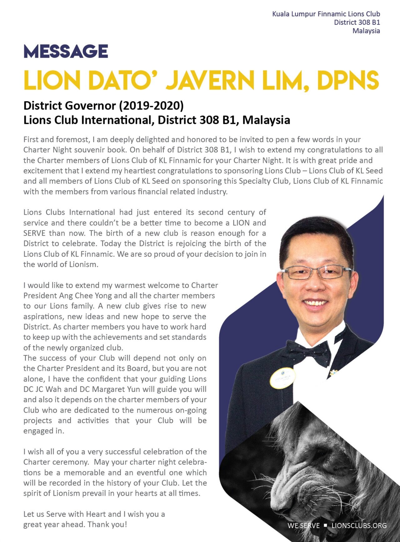 Lion's Club Charter Night Magazine