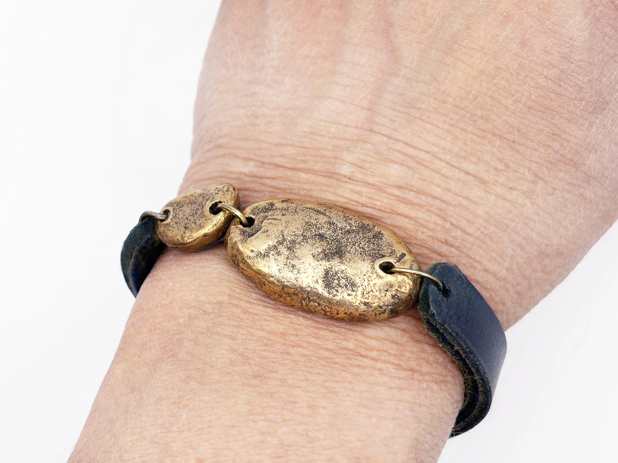 river-stone-bracelet-bronze-yellow-navy-leather-birdley-studio.jpg