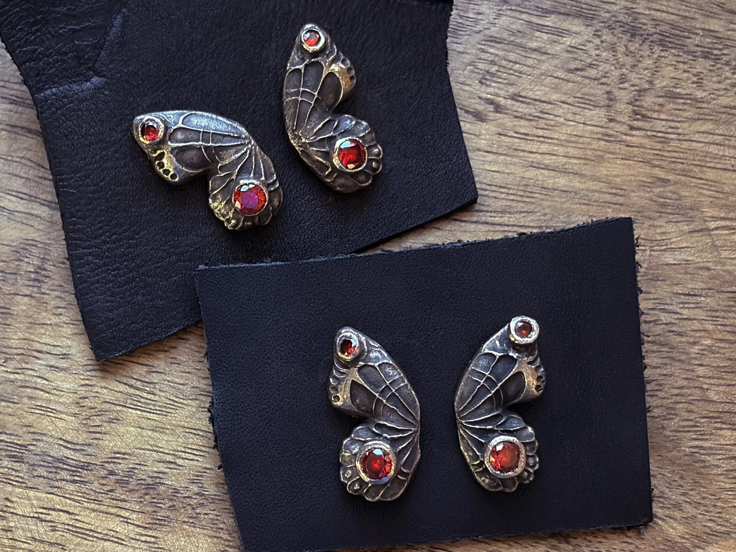 Earrings: Heirloom Collection "Dolly" Butterfly Studs, Bronze and Gemstone