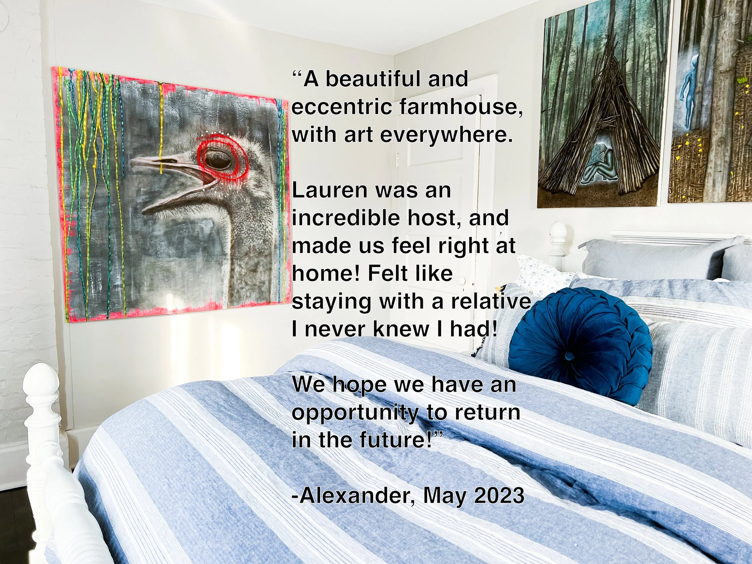 I cherish this review so much, by a darling couple from Philadelphia in town for a wedding.