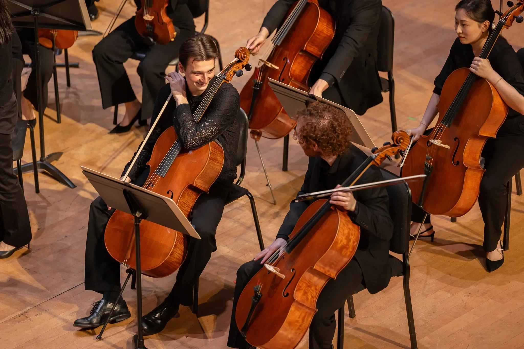 Peter Talking with his stand partner Raphael Rock before an SFCM Orchestra Concert