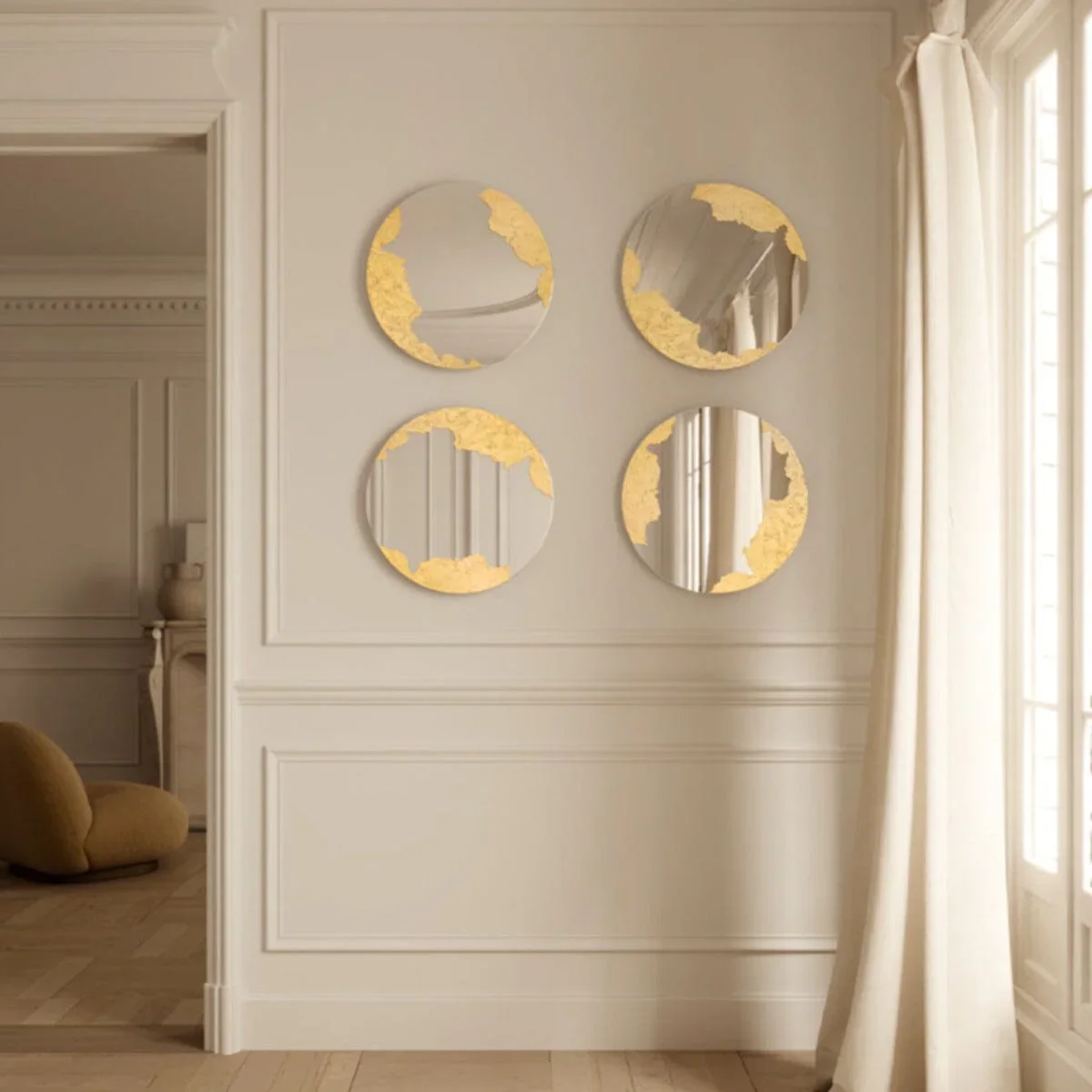 Ornato Round Gold Mirror | Unique Rotating Mirror