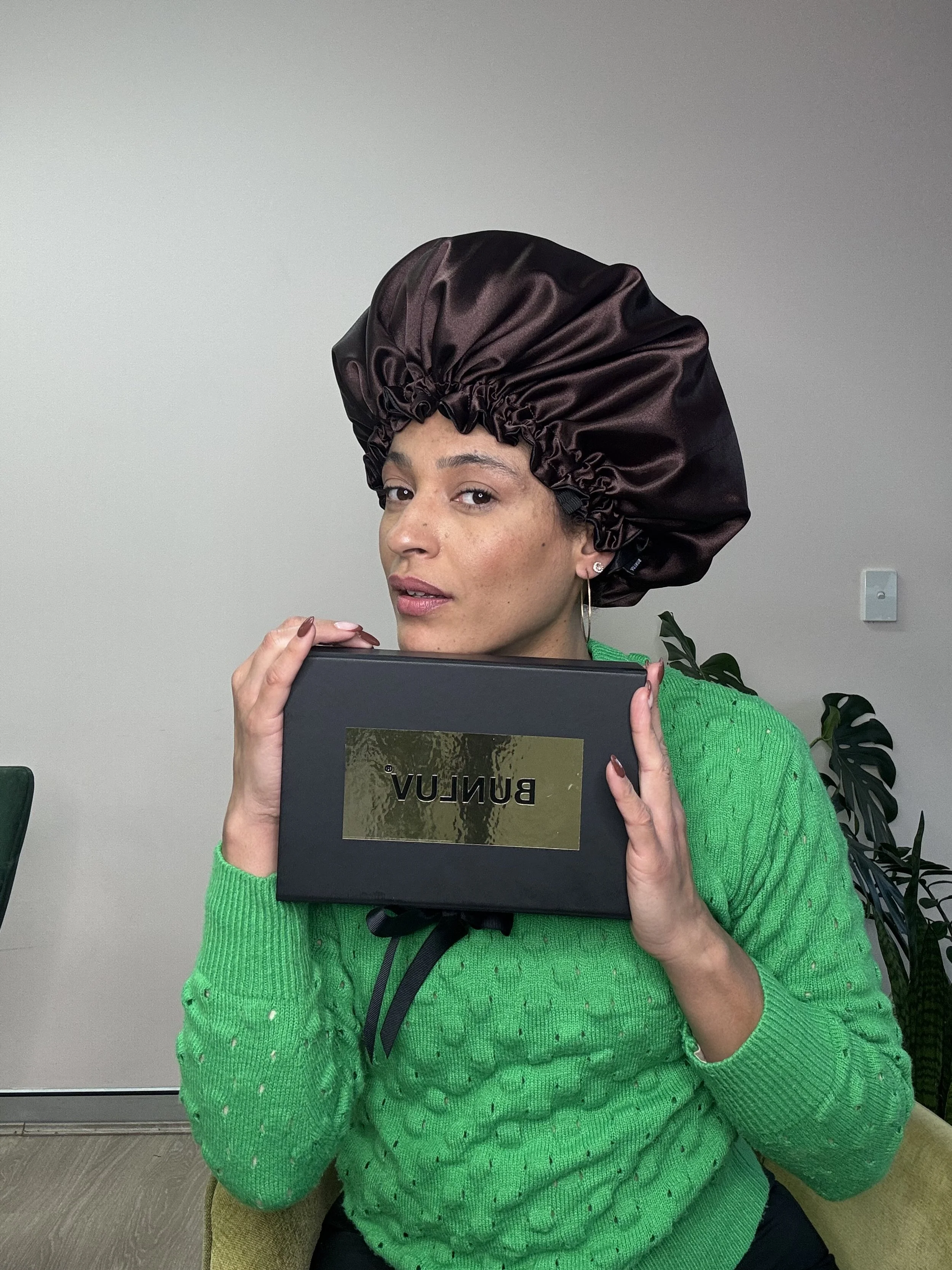 BUNLUV’s Premium Satin Bonnets Black / Brown