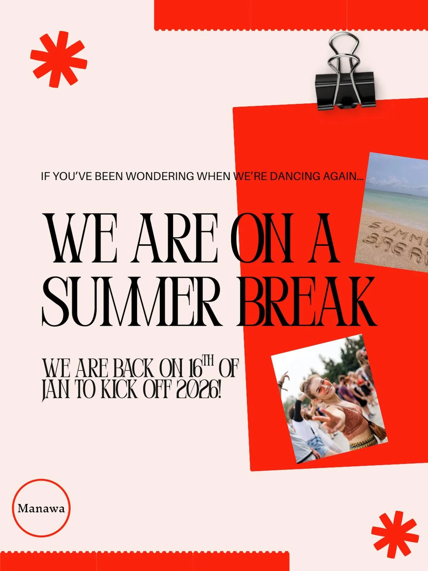 Hello community!

We have had a few enquiries about our next dance and want to just make it very clear that we are back on, on the 16th of Jan. 

Hope you all get to enjoy down time and lots of fun in this summer heat. 

Don&rsquo;t forget to dance w