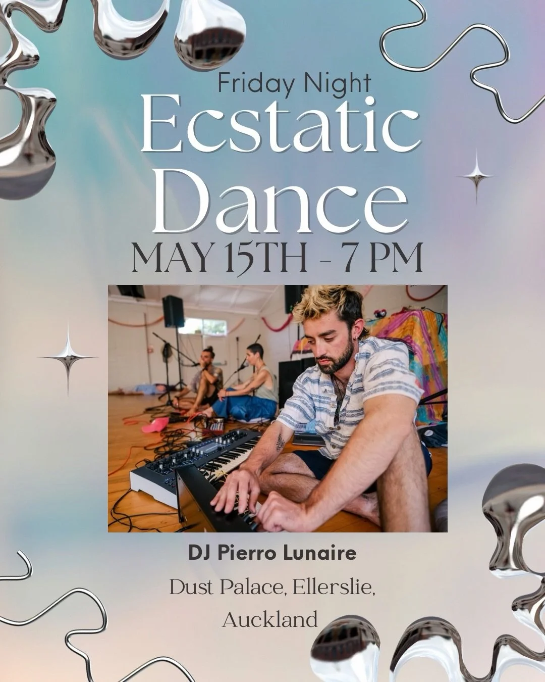 Auckland&hellip; ready to move? ❤️&zwj;🔥

MANAWA ECSTATIC DANCE 
FRIDAY 15 MAY &bull; Dust Palace, Ellerslie 

This Friday we gather again for a night of music, movement, and real human connection featuring DJ Pierro Lunaire taking us on a genre ben