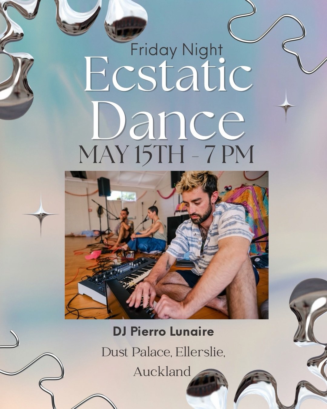 Auckland&hellip; ready to move? ❤️&zwj;🔥

MANAWA ECSTATIC DANCE 
FRIDAY 15 MAY &bull; Dust Palace, Ellerslie 

This Friday we gather again for a night of music, movement, and real human connection featuring DJ Pierro Lunaire taking us on a genre ben