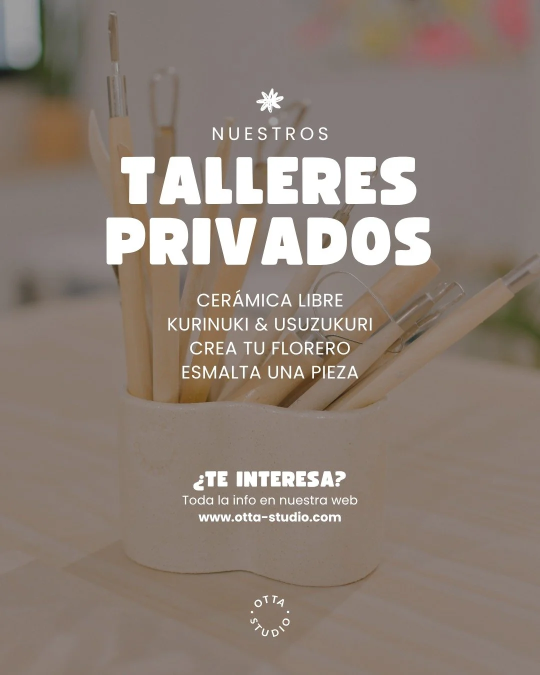 Talleres privados en Otta Studio ✨ Pensados para que disfrutes de la cer&aacute;mica a tu ritmo, podr&aacute;n elegir el que prefieran: Cer&aacute;mica libre 🍶 , Kurinuki &amp; Usuzukuri (con Jorge Villaroel) 🍣 , Crea tu florero (y al recogerlo se 