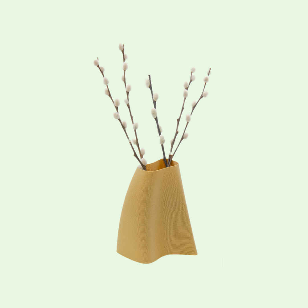 Beautiful light 3D printed wooden vase from WAZP