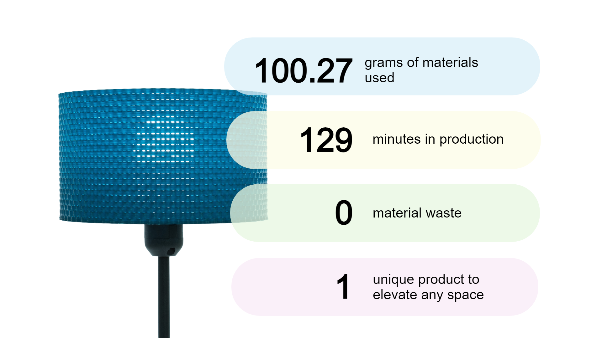Green 3D printed lamp zero material waste
