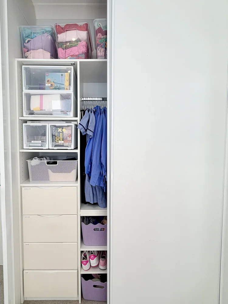 Organised girls wardrobe after