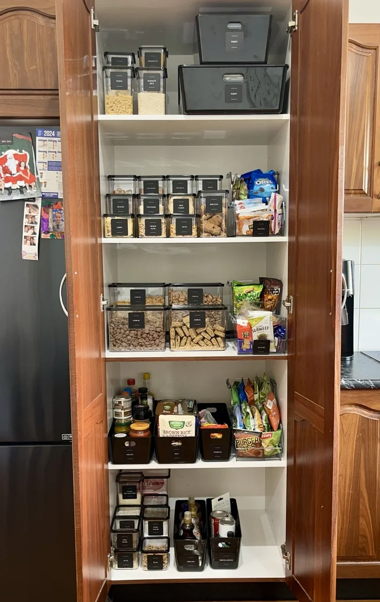 Organised kitchen pantry after