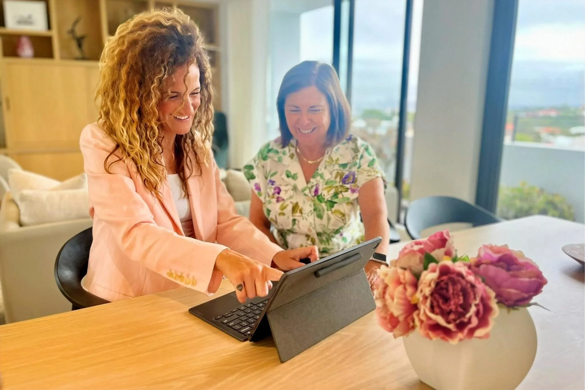 Bea working with a client