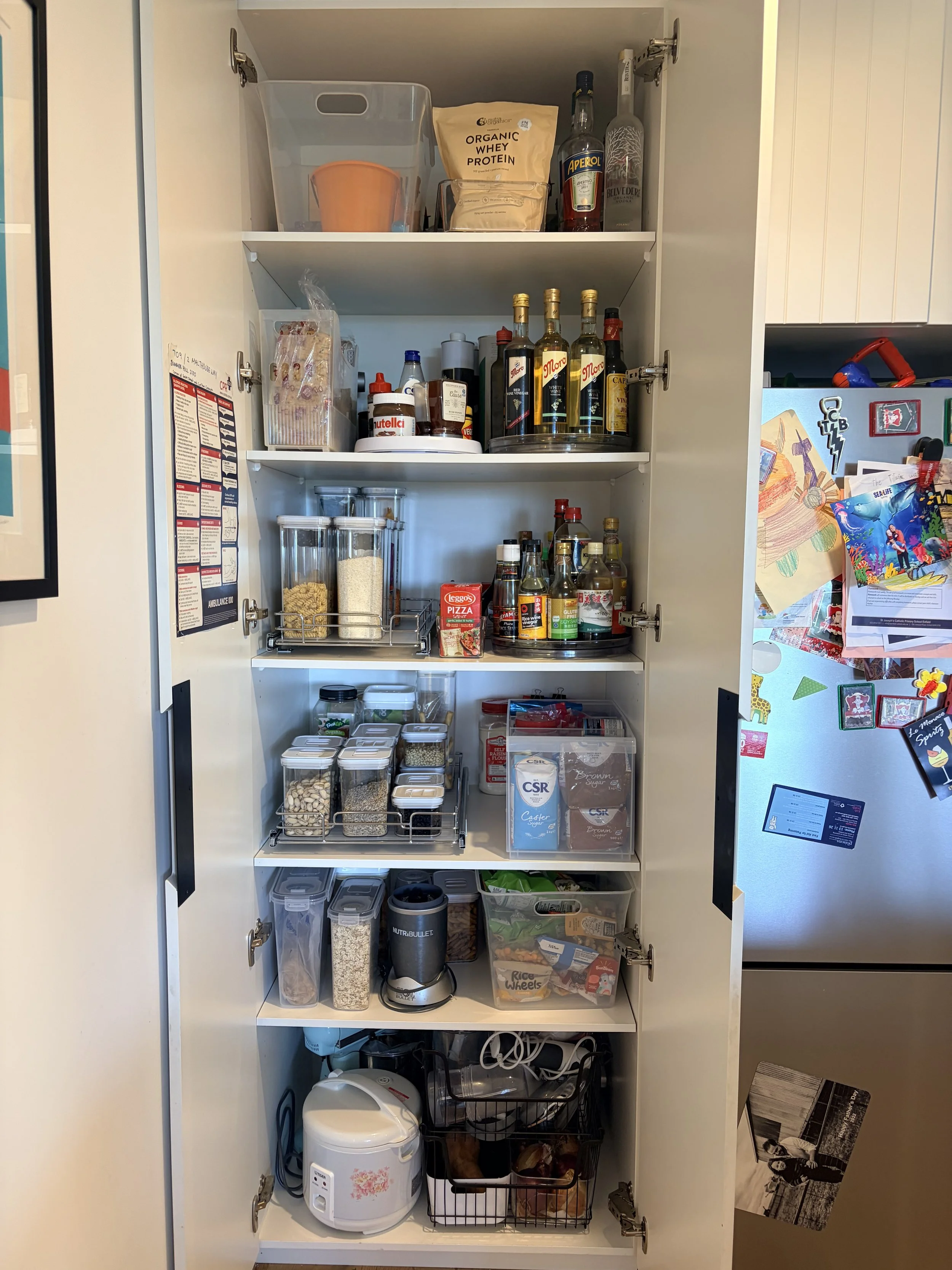Organised pantry after