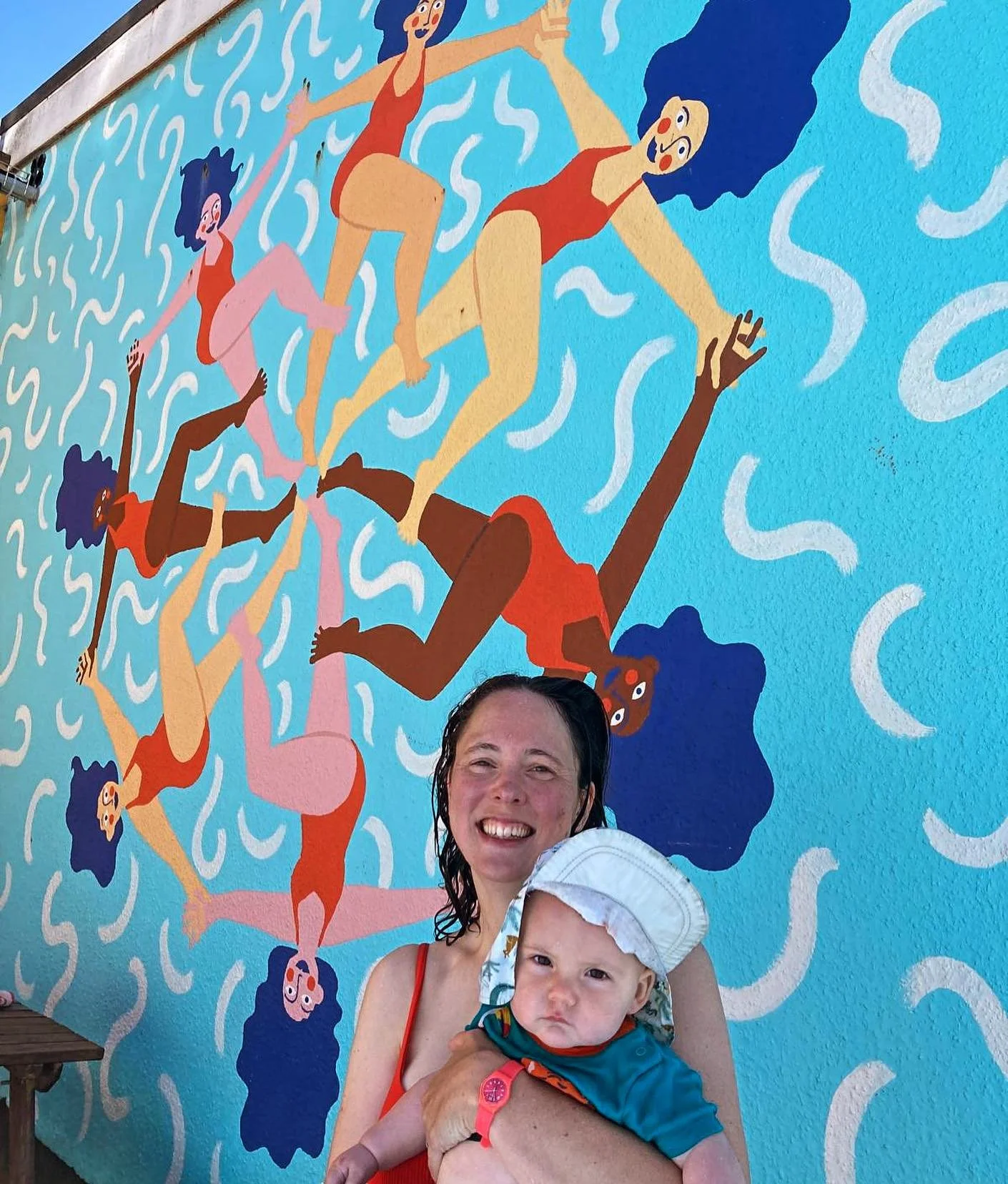 Me and baby next to the mural I painted in 2018 for @portisheadopenairpool, one of my first murals. 
🏊&zwj;♀️ 
I hope to make my lads proud, carving a career out of a passion and following a very uncertain path, it hasn&rsquo;t always been easy but 