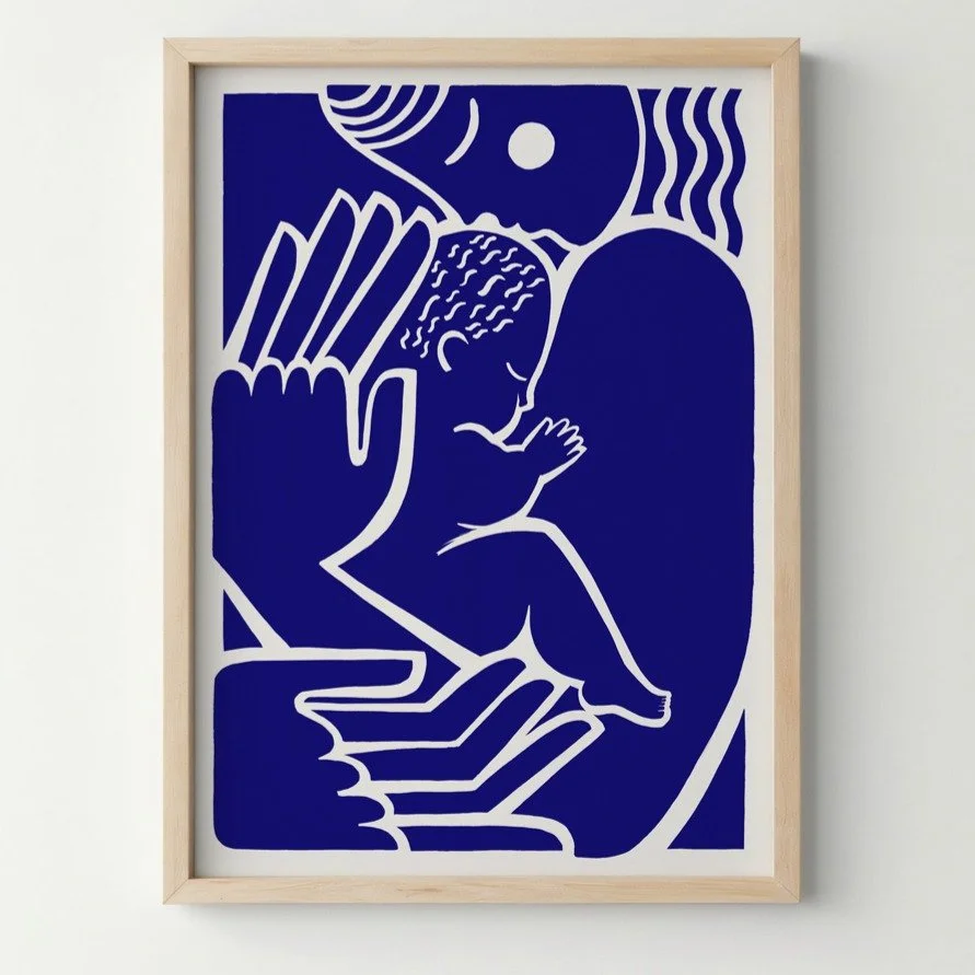 Holding you all night long as you doze on my chest. Breathing in your smell baby scent. Your squishy cheeks against mine.
.
Whether it&rsquo;s for new parents, a friend, a partner, this print captures those precious, yet fleeting, early moments.
.
Ju