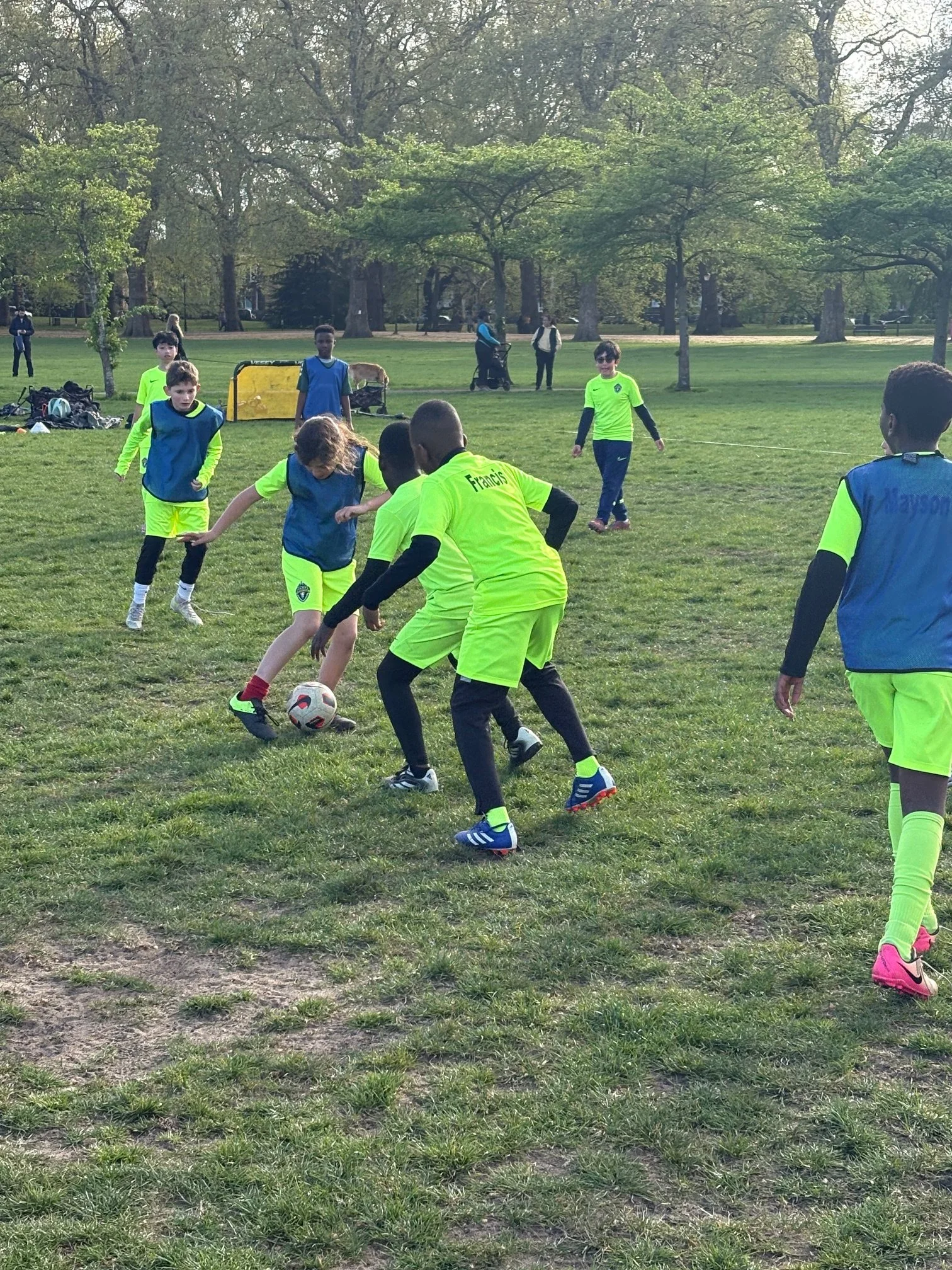 Kids football training session in Battersea Park, London (ages 6–14)