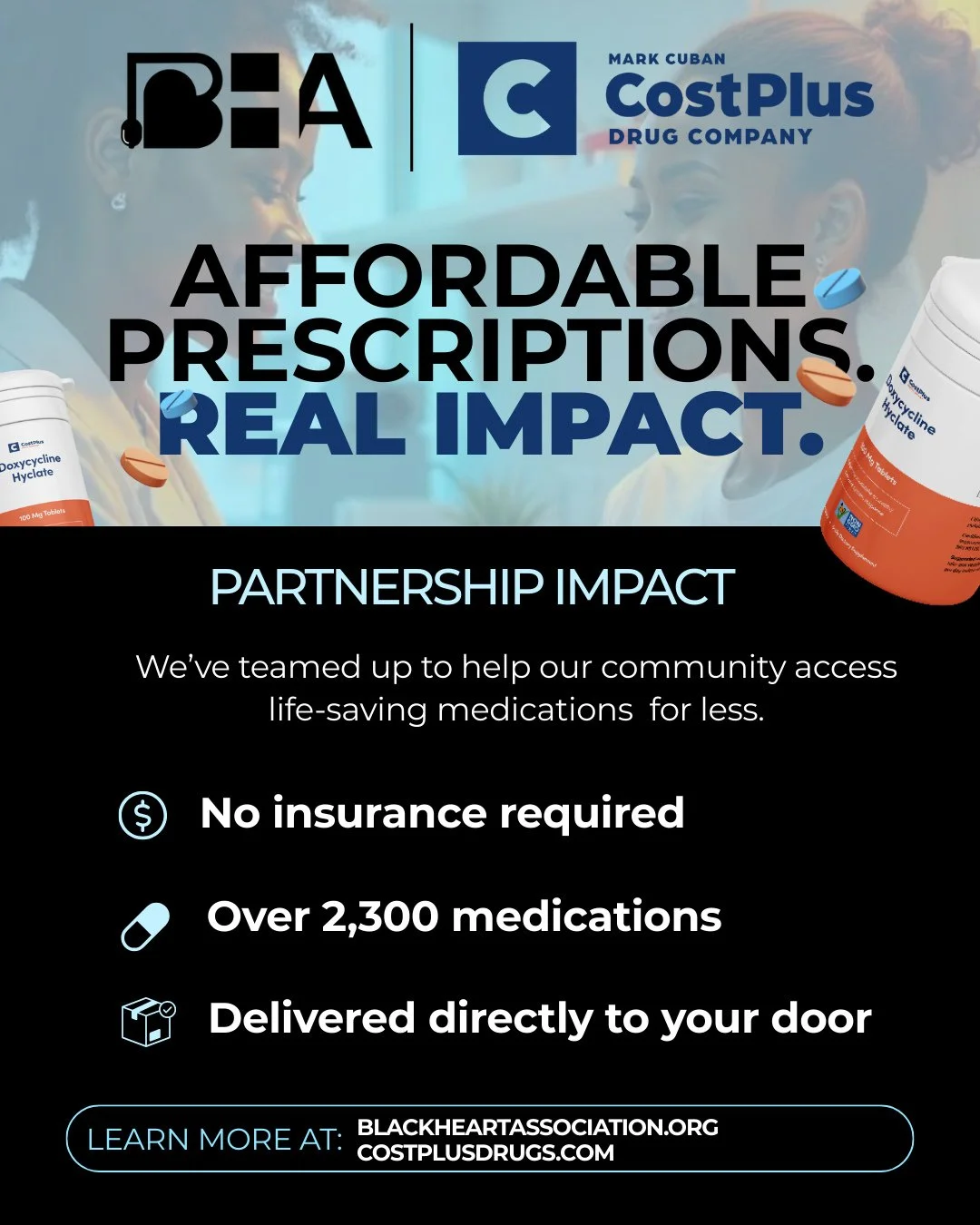 🖤 NEW PARTNERSHIP ANNOUNCEMENT 🖤⁠
⁠
We&rsquo;re teaming up with @mcuban&rsquo;s @costplusdrugs to help YOU save on prescription medications &mdash; with or without insurance. ⁠
⁠
Here&rsquo;s how to start saving 💸:⁠
1️⃣ Go to costplusdrugs.com/med