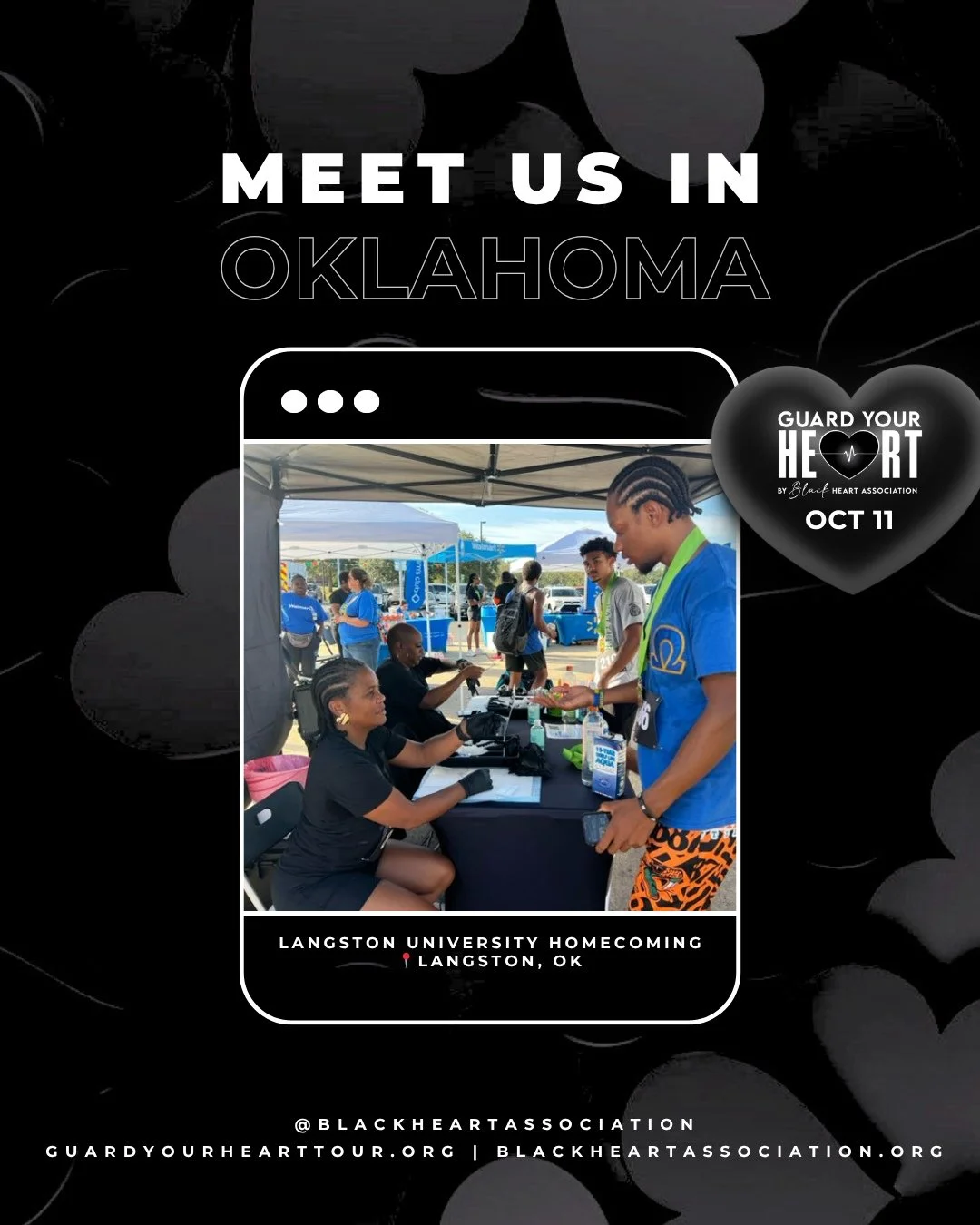 🎉 It&rsquo;s Homecoming season, Fam! 🐏💙⁠
We&rsquo;re pulling up to Langston University to celebrate AND protect the next generation of leaders. 🖤⁠
⁠
✅ Free heart screenings⁠
✅ Life-saving resources⁠
✅ Community + culture⁠
⁠
📍 Langston, OK⁠
🗓 Oc