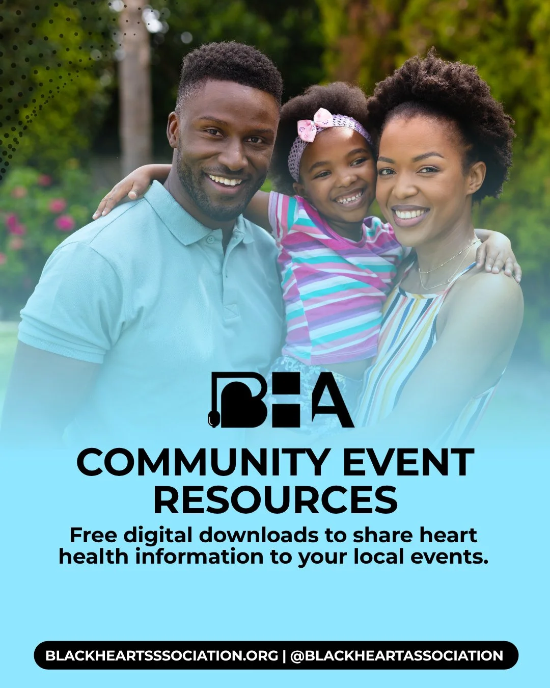 Hey Fam! 💙 Hosting a health fair, family reunion, or community event? We&rsquo;ve got you covered!⁠
⁠
Download free digital heart health resources from the Black Heart Association to share with your community. Because knowledge is power &mdash; and 