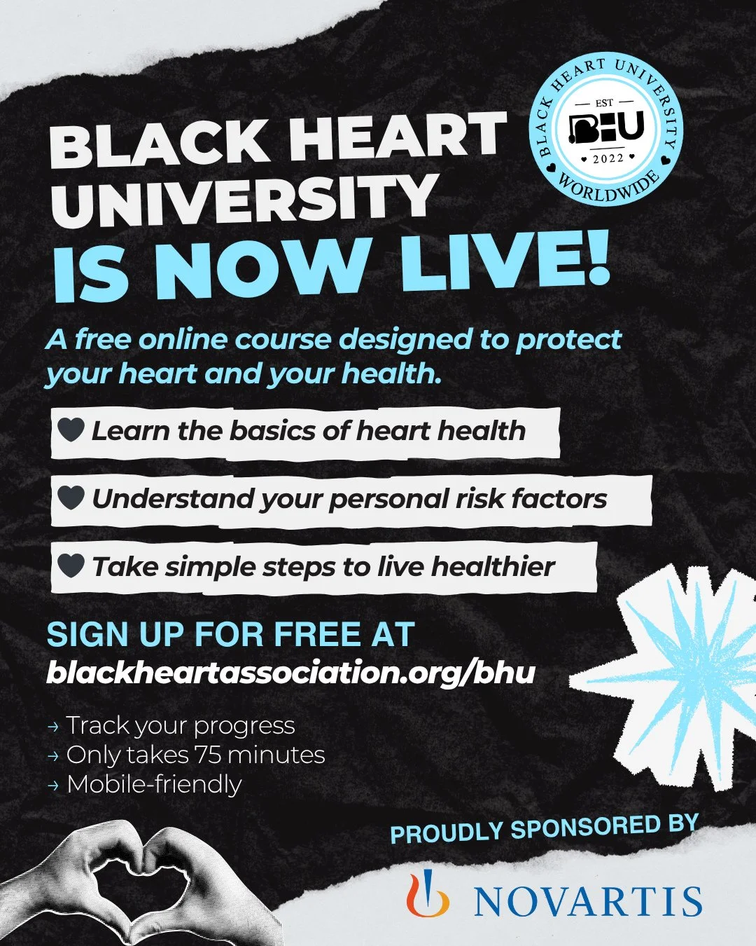 Increase your knowledge. Guard Your Heart.⁠
⁠
Black Heart University (BHU) is now available online &mdash; and it&rsquo;s completely FREE.⁠
In just 75 minutes, you&rsquo;ll learn:⁠
✅ Key heart health terms⁠
✅ How to identify personal risk factors⁠
✅ 