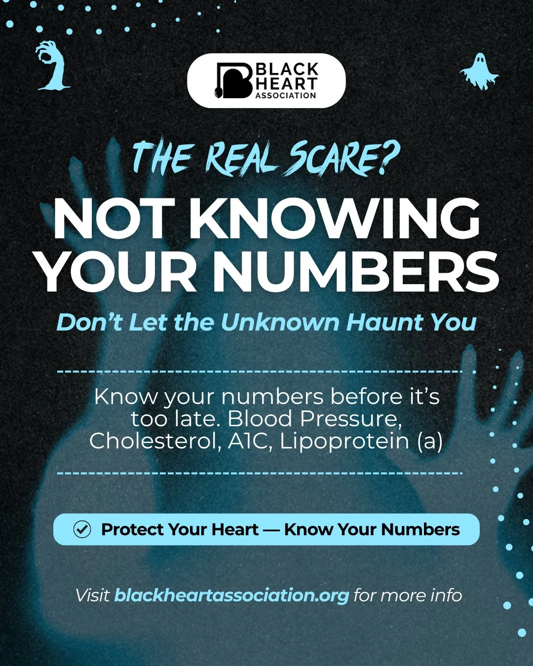 🎃 The real scare this Halloween?⁠
⁠
Not knowing your numbers. 🩸👻⁠
⁠
Don&rsquo;t let the unknown haunt you &mdash; protect your heart by staying on top of your health stats:⁠
💓 Blood Pressure⁠
🧬 Cholesterol⁠
🩺 A1C⁠
🧪 Lipoprotein(a)⁠
⁠
You can g