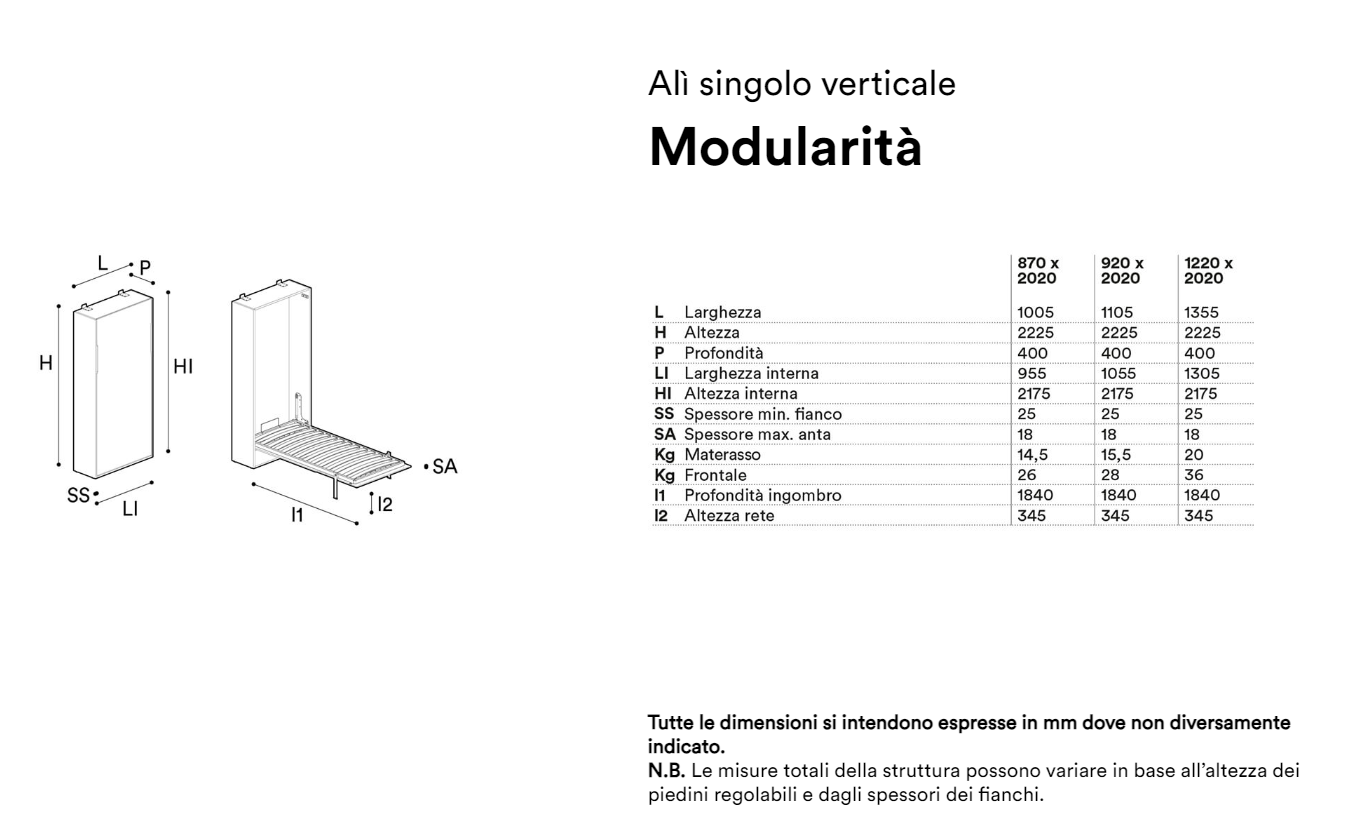 Alì singolo verticale