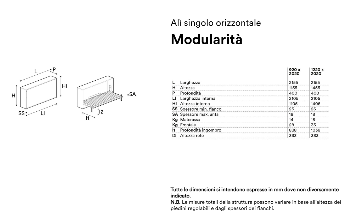 Alì singolo orizzontale