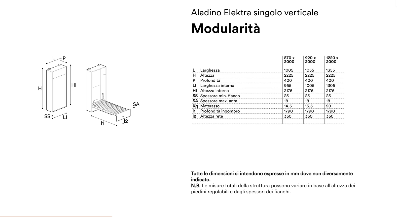 Aladino Elektra singolo verticale