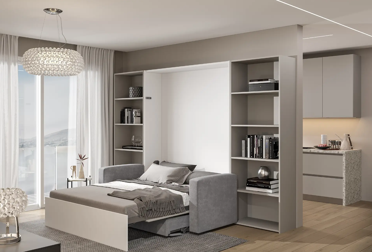 Questo sistema permette di creare un divano la cui seduta è a 46 cm, come in un divano standard, e di rispettare tutti i volumi delle imbottiture per creare un divano comodo e confortevole.
