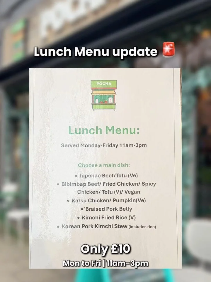 A little lunch update 👀
Our lunch menu is now &pound;10 and served 11am&ndash;3pm (Mon&ndash;Fri)

Your go-to bibimbap, katsu &amp; more 
Still here and ready 🍜
See you next lunch 😉 at Pocha

#pochabristol #lunchdeals #koreanfoodinBristol #bristol