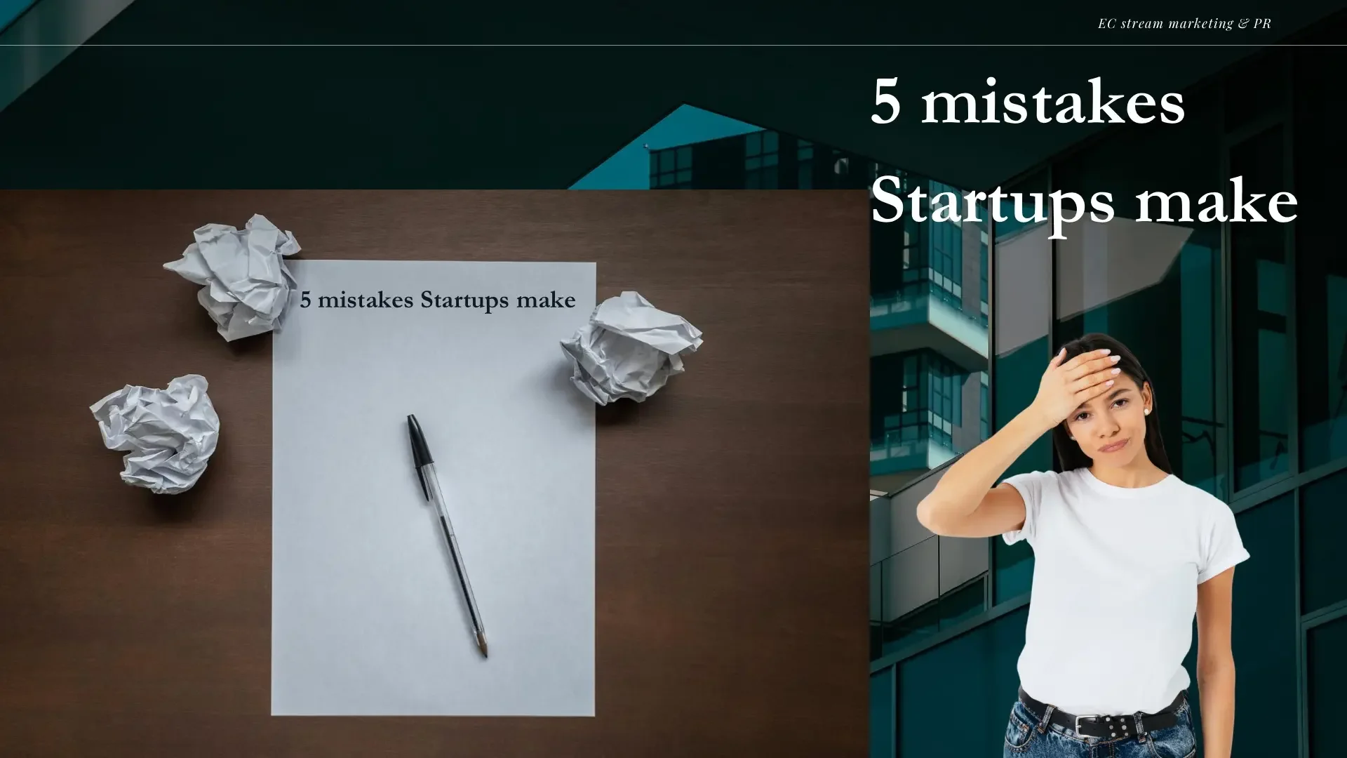 Frustrated entrepreneur reviewing startup marketing mistakes to avoid when scaling a business.