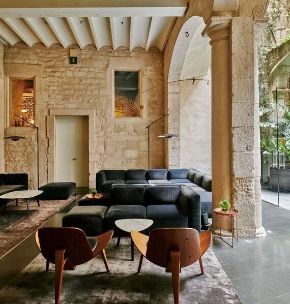 Interior of Mercer Hotel Barcelona, a 5-star luxury boutique hotel in the Gothic Quarter, Barcelona, Spain