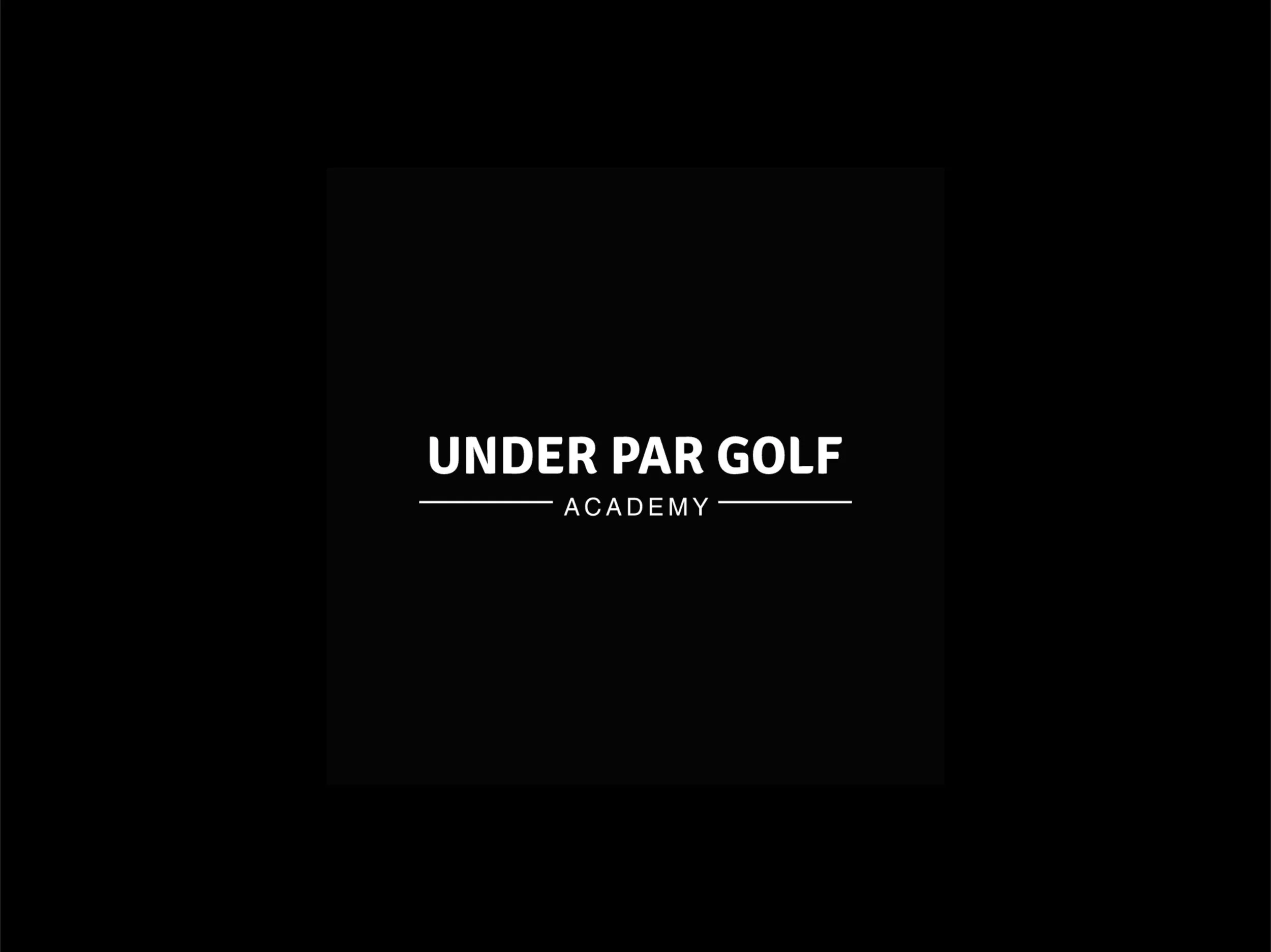 Black background with white text that says 'UNDER PAR GOLF ACADEMY'.