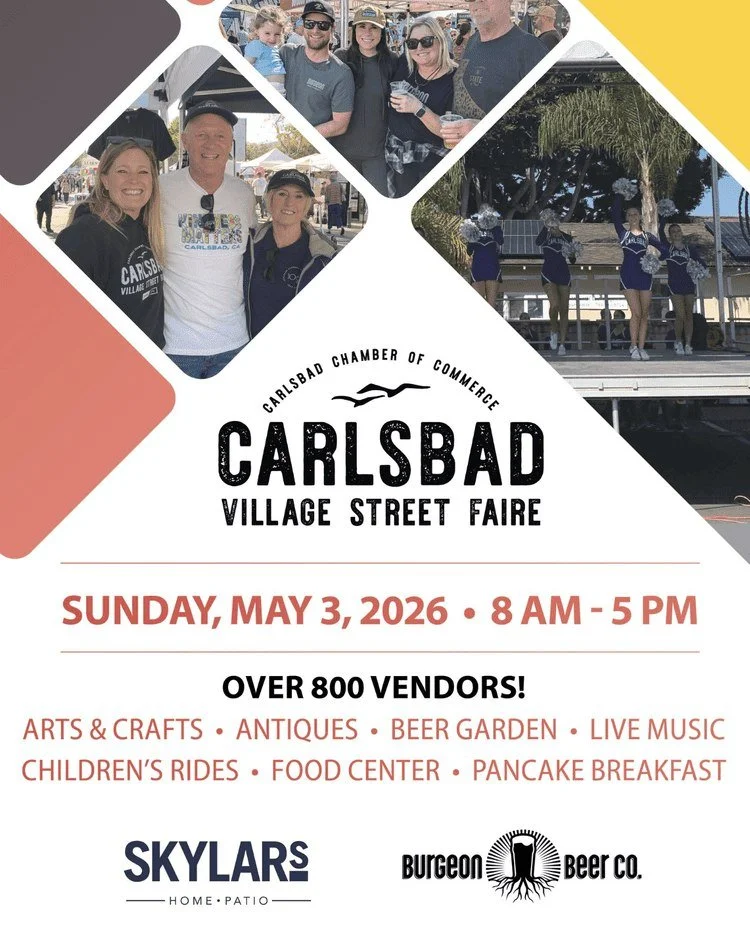 Join us at the Carlsbad Village Street Faire! Sunday, May 3rd from 8am to 5pm in downtown Carlsbad Village. Stop by our booth with your dog, meet our team, and discover what makes Dogs On The Run different.

The Carlsbad Village Street Faire is one o