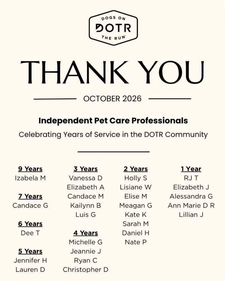 Behind every milestone is a year of showing up, building trust, and making a difference in the lives of pets and their families. ❤️

This month, we&rsquo;re celebrating the independent Pet Care Professionals reaching milestones in our DOTR community,