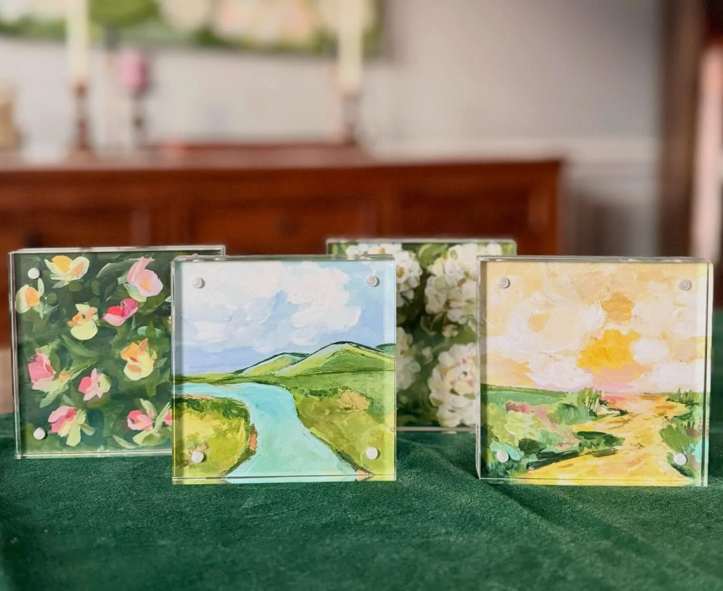 January rest was much-needed after a busy holiday season. I&rsquo;ve just listed these 4x4 acrylic blocks with prints on my website. There are four different varieties and I&rsquo;m curious about doing more in the future.