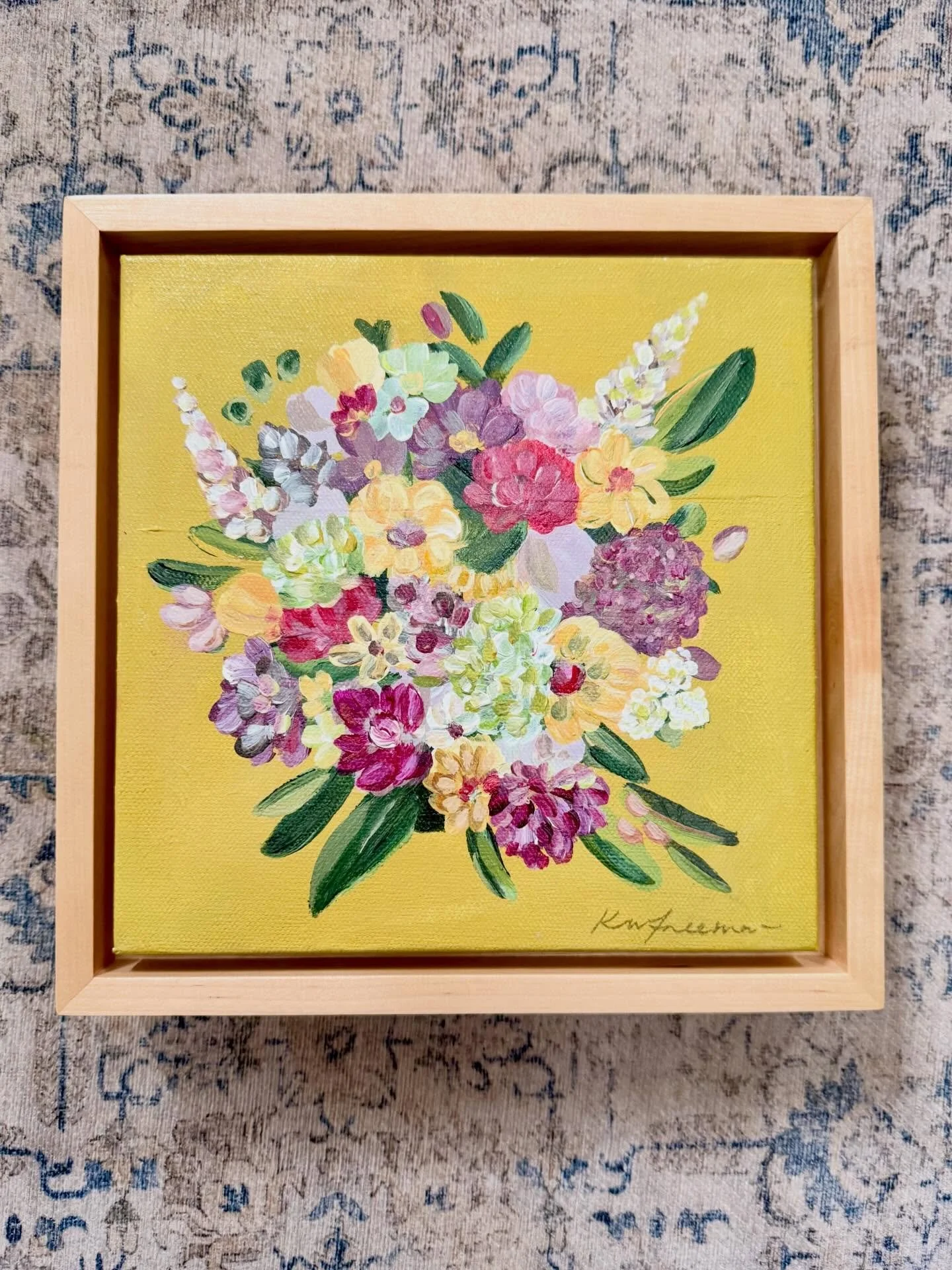 &ldquo;Florence&rdquo; in a frame with her  vivid 💜and 💛 is such a beauty. 

8x8 w/out frame
DM for details