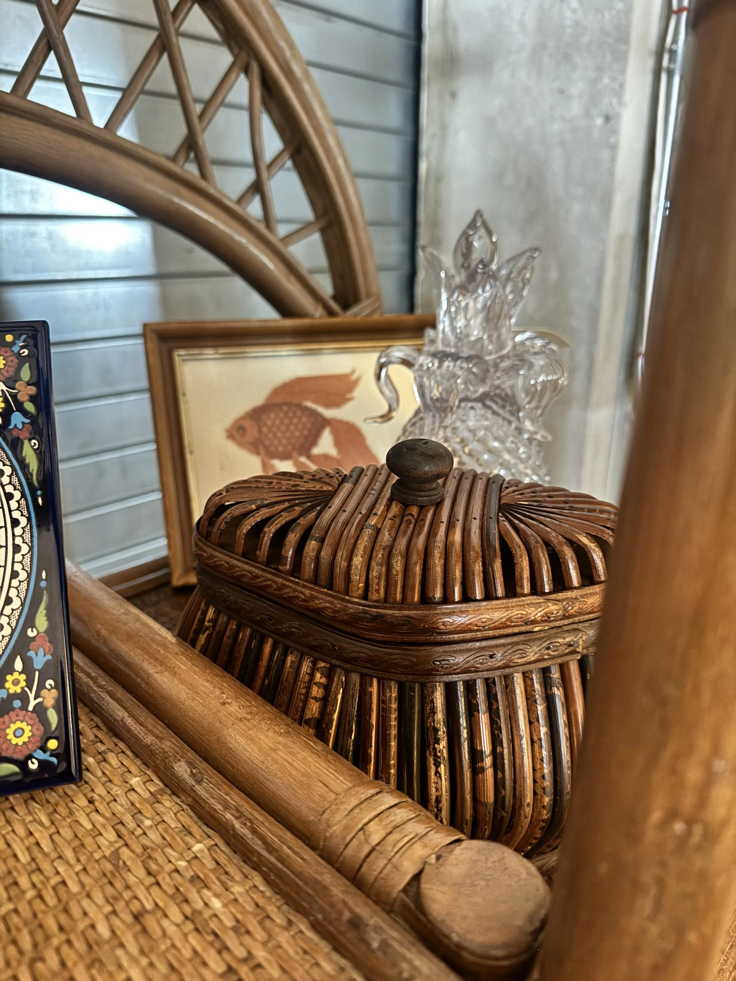 Jewelry Box – Bamboo Cane with Fan Lid