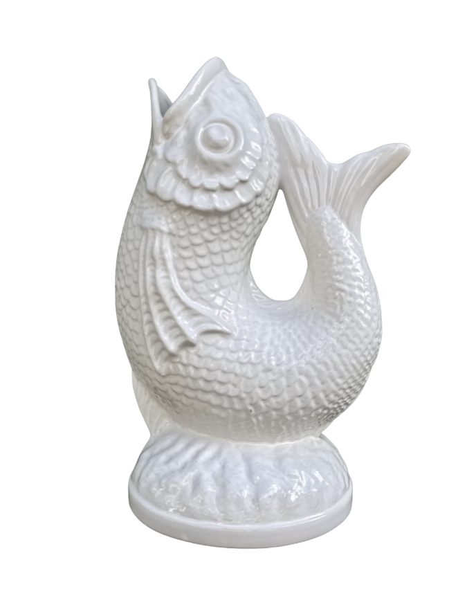 Vintage Bordallo Pinheiro Ceramic Koi Fish Pitcher / Vase