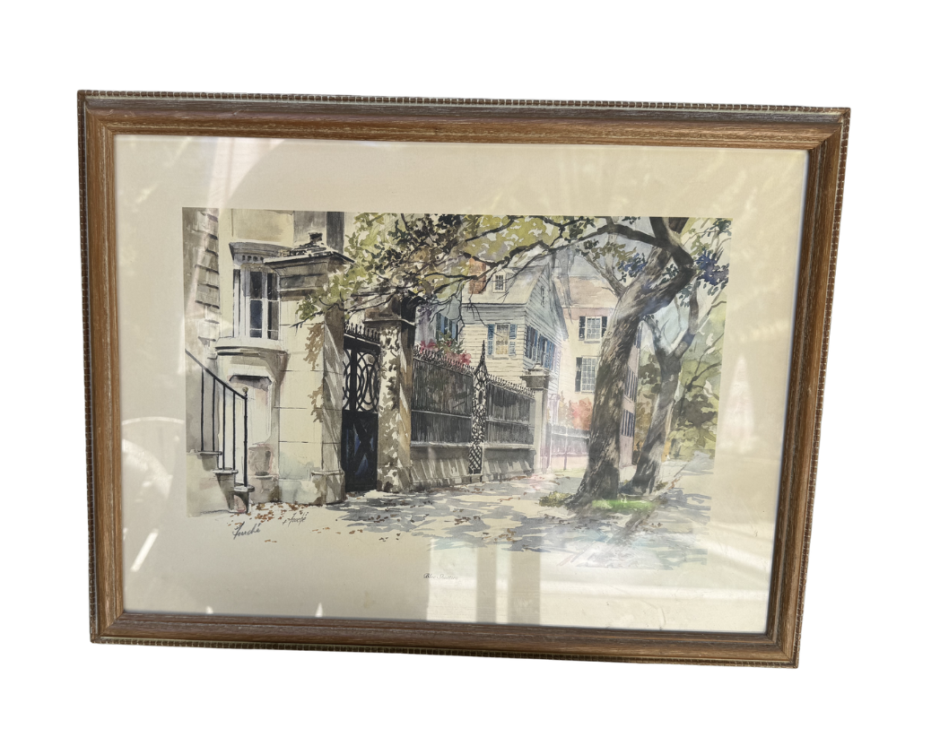 Beautiful white wash detailed wood frame with antiqued mirror