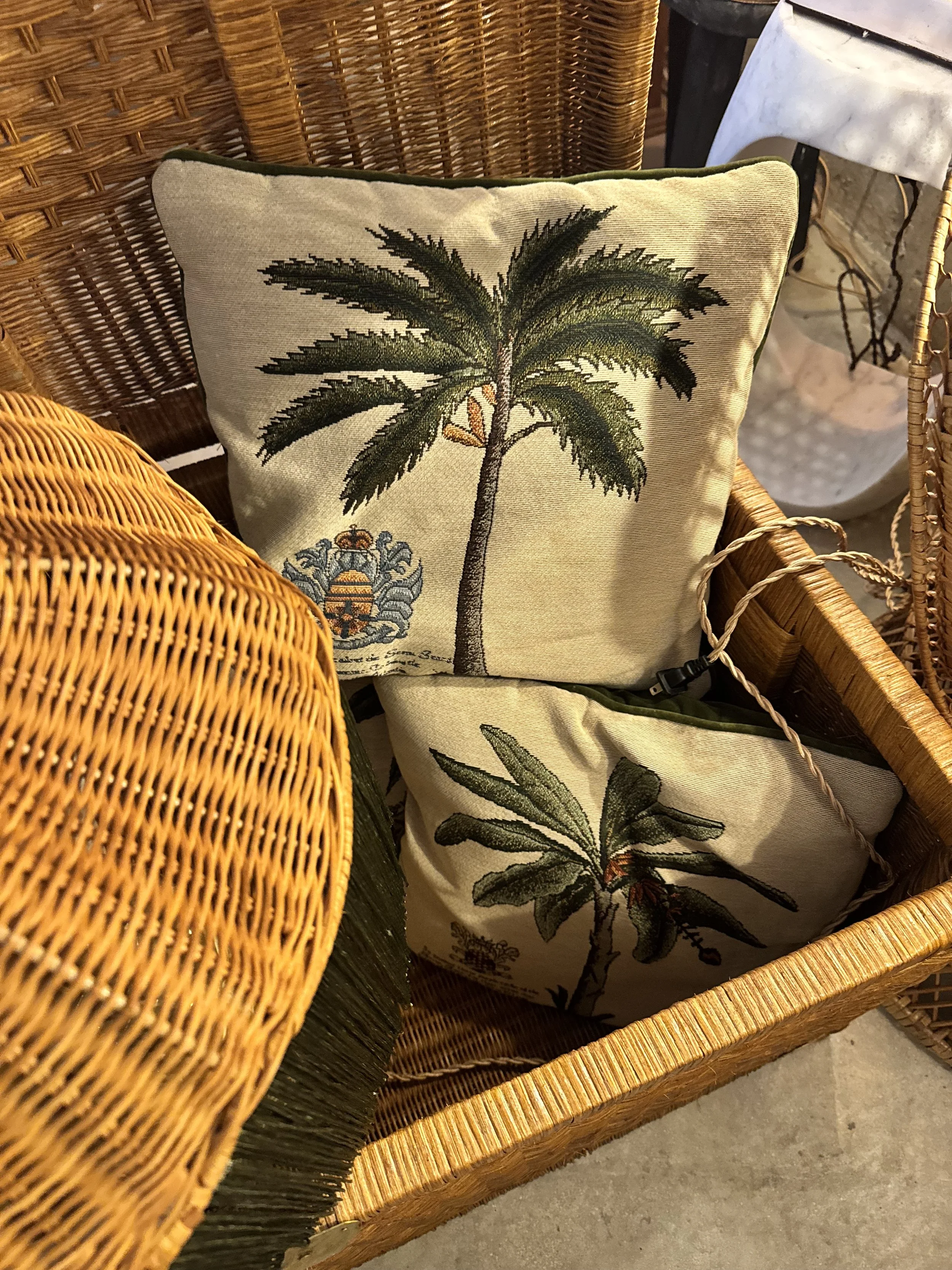 Cushions – Tropical Palm Tapestry & Velvet, Set of 3