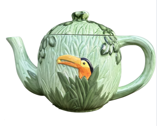 Vintage Seymour Mann Majolica Toucan Teapot - Hand Painted