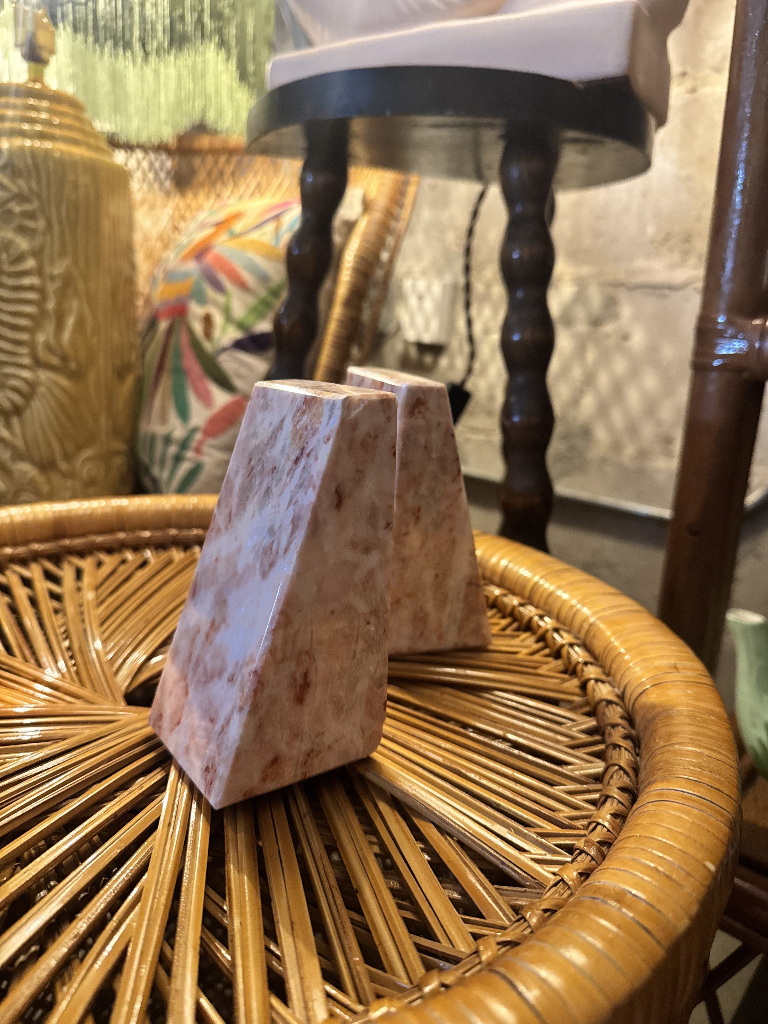Bookends – Rose Marble Wedge, Pair
