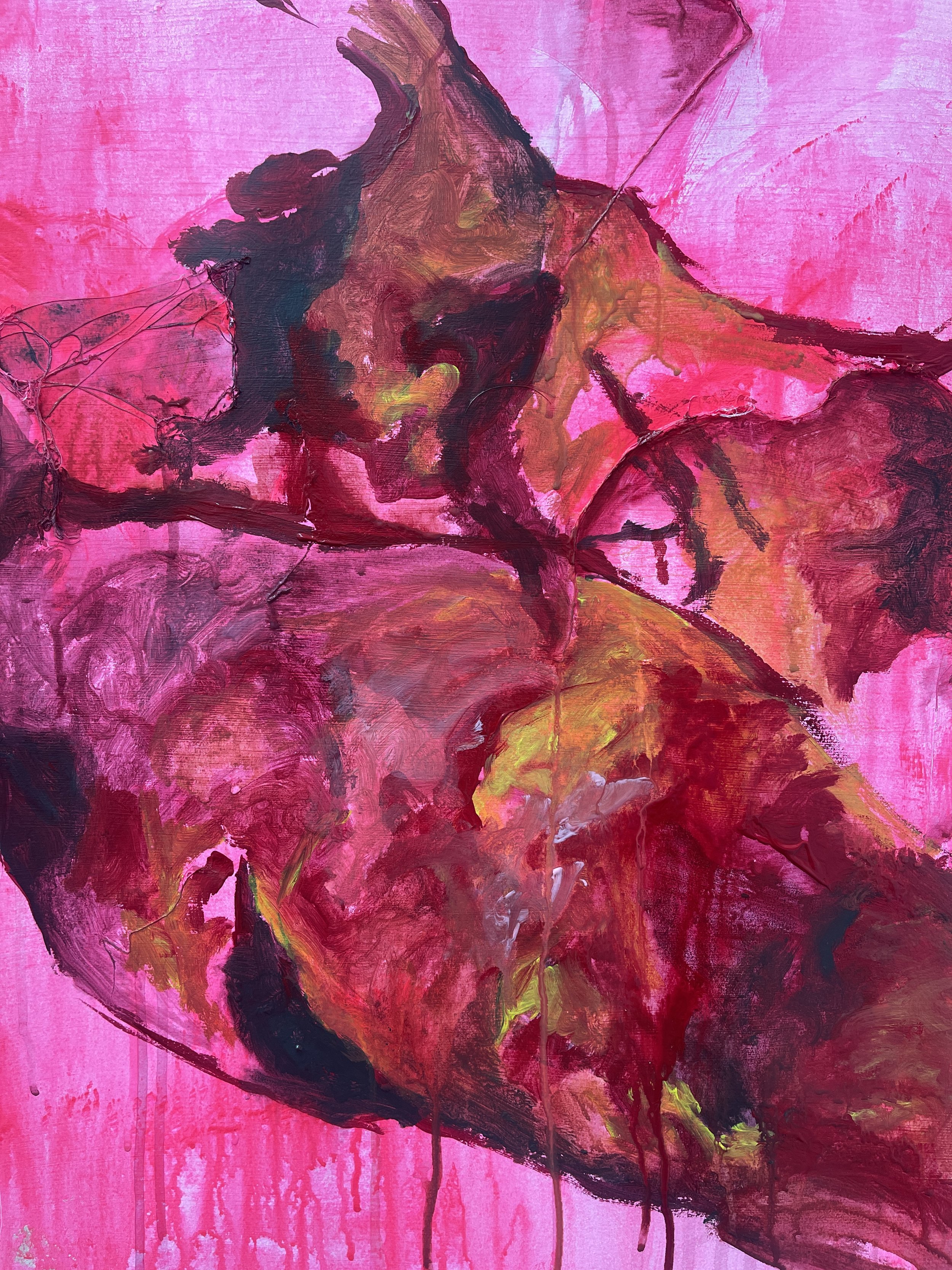 Burn victum study on florecsent background, experimenting with what the artist is interested in and trying to hone in on it.