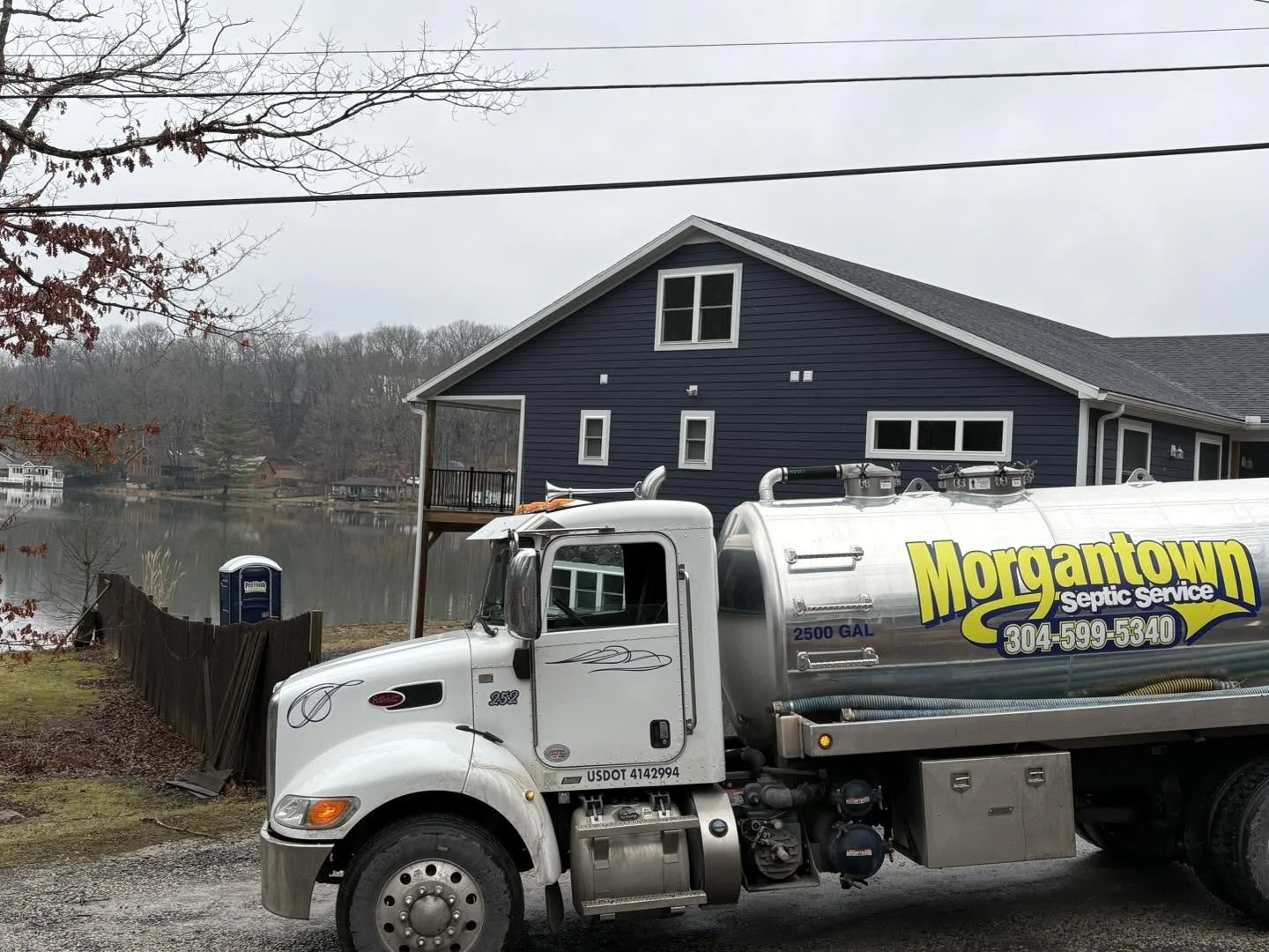Porta Potty by the lake - Morgantown Septic Service