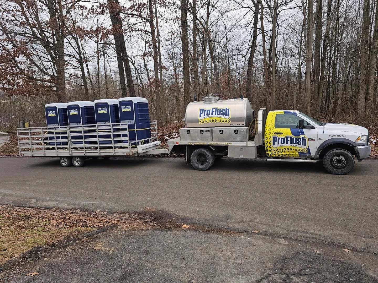 Pro Flush Portable Toilets by Morgantown Septic in the Fall
