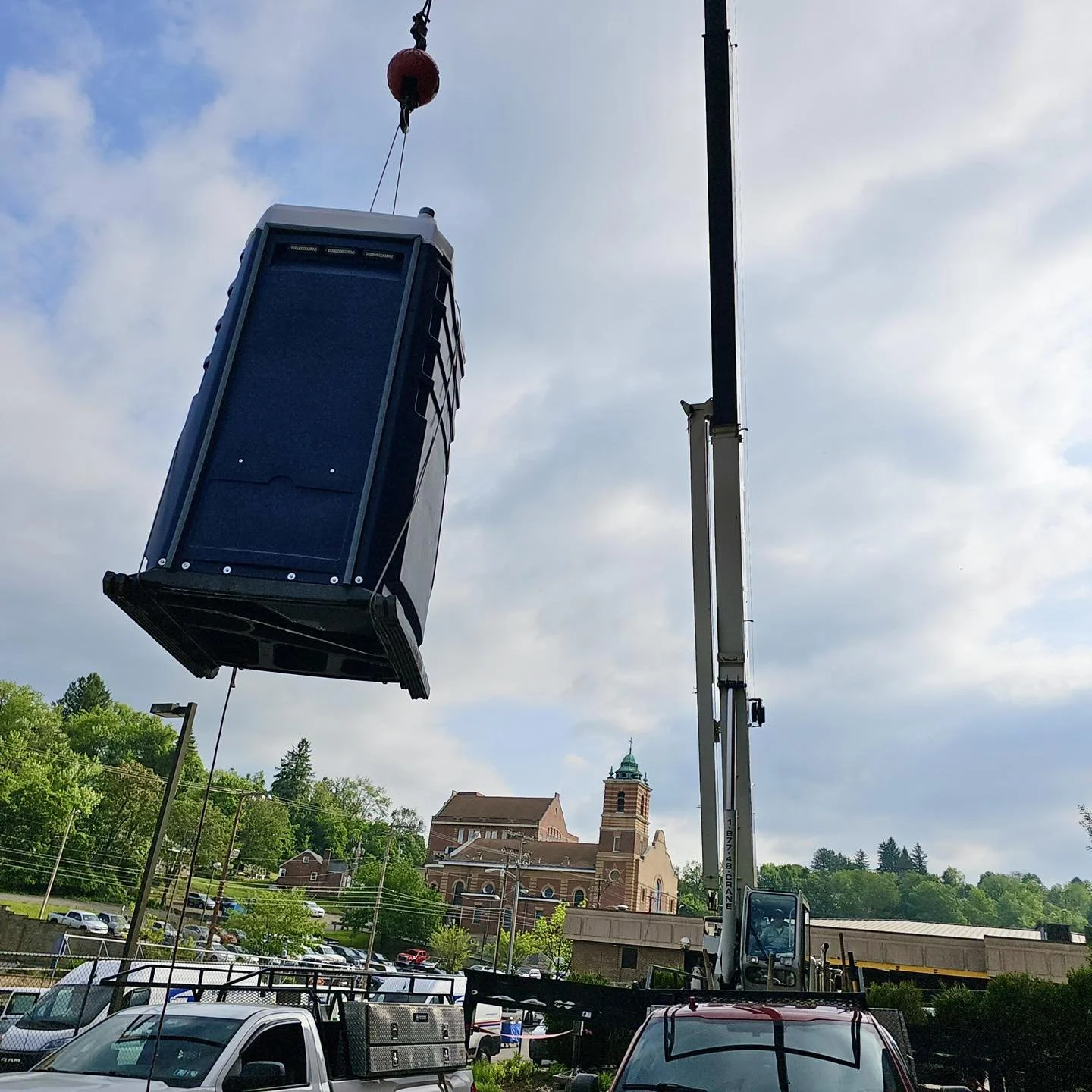 We have high rises available for your roofing job portable toilet rental needs.