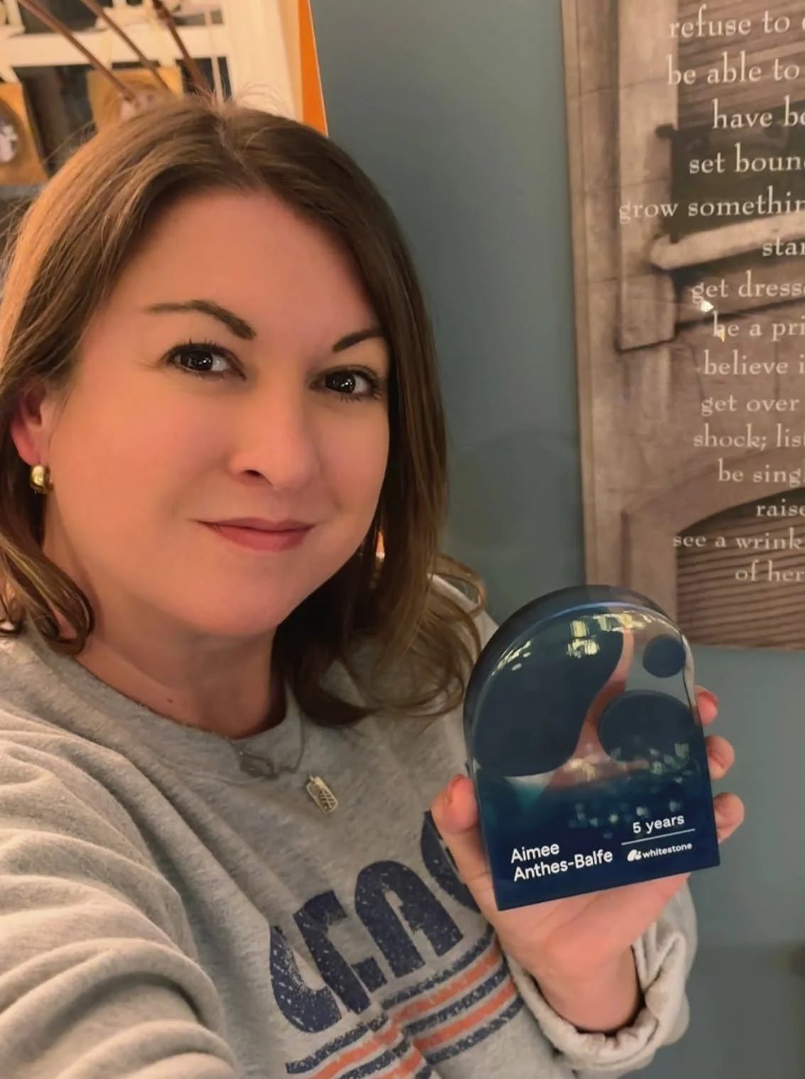 A custom 5 year award for Aimee🌟

As a Senior Program Manager, Aimee brings unmatched patience, expertise, and reliability to the Enterprise team. 

We're so grateful to have you here, and can't wait to see where the next half-decade takes us!

#NoT