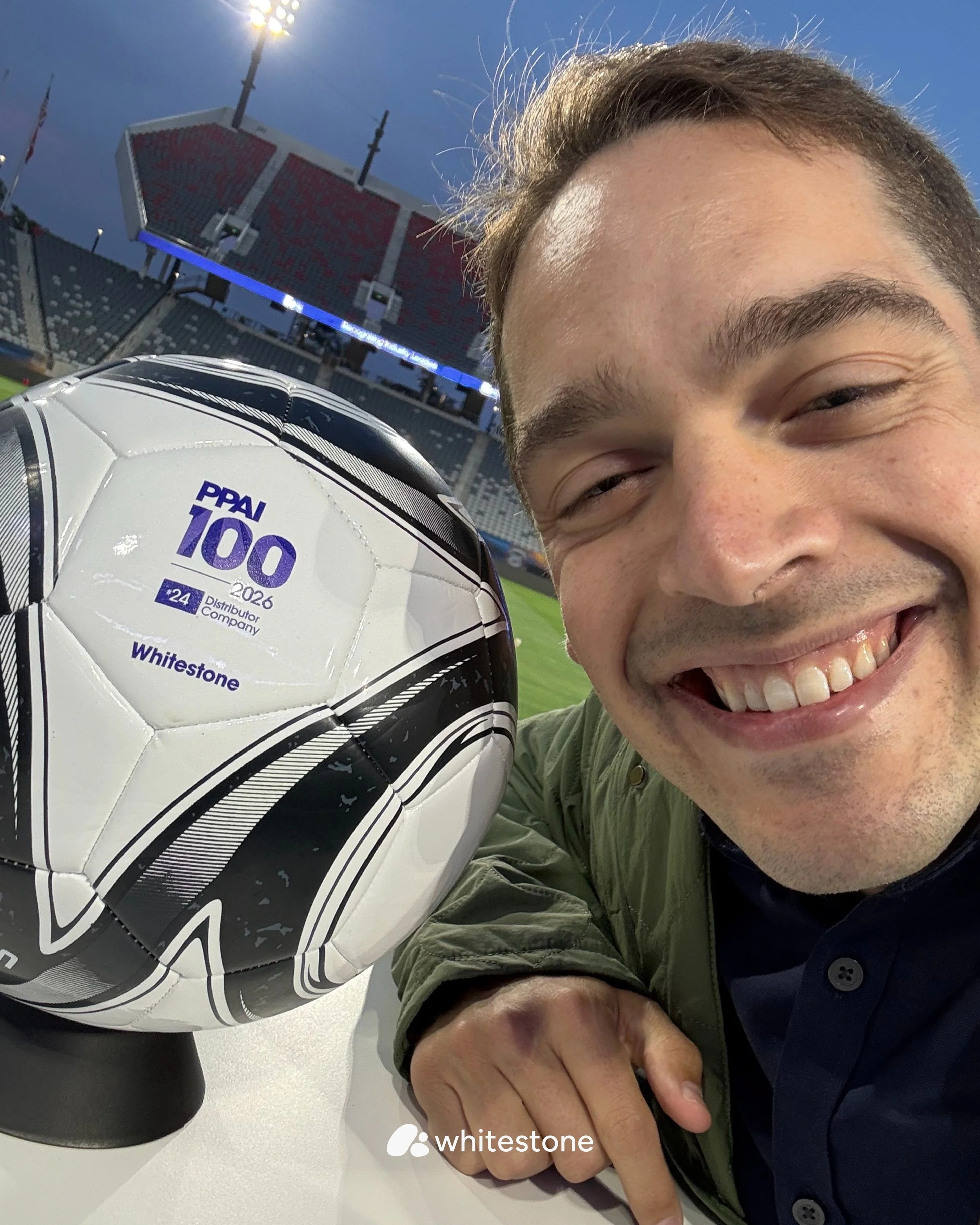 Last week at Snapdragon Stadium, @ppai_hq revealed the 2026 PPAI 100, and Whitestone came in at No. 24. We're up 10 spots from last year.

We received high marks in Growth, Responsibility, Industry Faith, and Employee Happiness. Not a bad way to kick