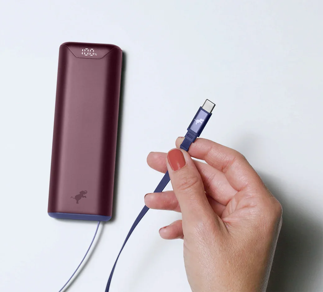 Portable charger created by Nimble that adopts the Deep Luxe trend with a deep wine hue.